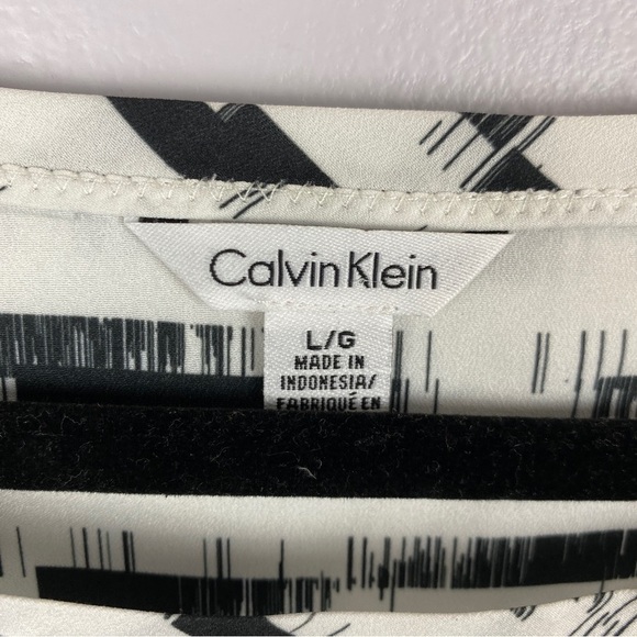 Calvin Klein Classic Contemporary Striped Viscose Blend Blouse Large Black White - Picture 6 of 14